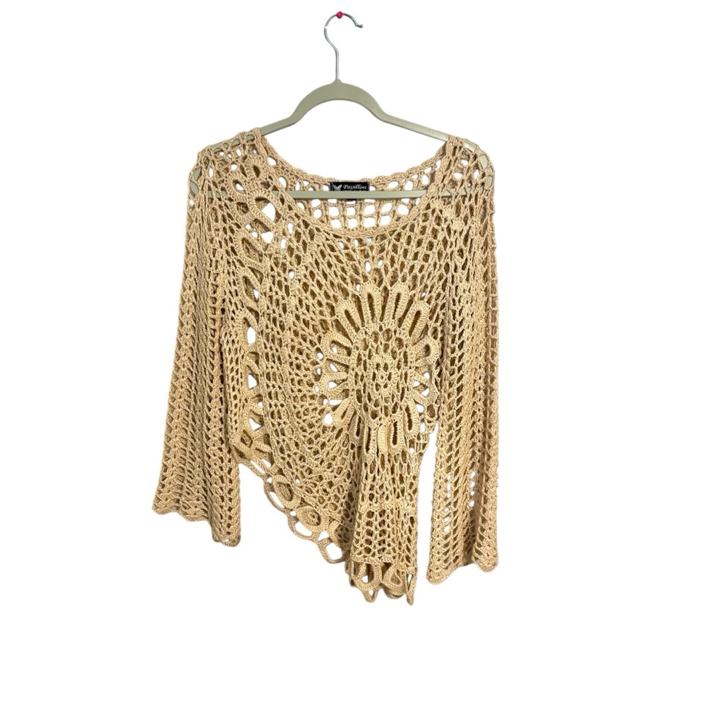 Crochet asymmetrical cover up sweater